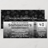 40e verjaardag feestuitnodiging, zwart ticket kaart (Voorkant / Achterkant)