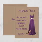 40e verjaardag Flat Thank You Card Bedankkaart (Voorkant / Achterkant)