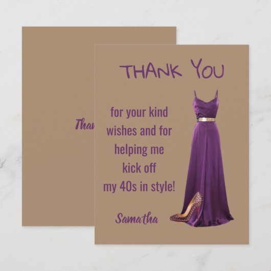 40e verjaardag Flat Thank You Card Bedankkaart (Voorkant / Achterkant)