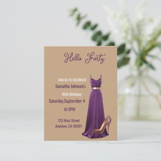 40e verjaardag flat uitnodiging (Staand voorkant)