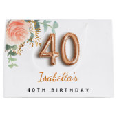 40e verjaardag floraal roos goud eucalyptusverjaar groot cadeauzakje (Voorkant)