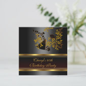 40e verjaardag Floral Black Gold-patroon Kaart (Staand voorkant)