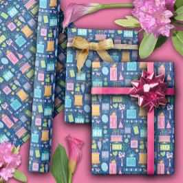 40e Verjaardag Floral Cake Balloons Pet Cadeaus Cadeaupapier