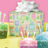 40e Verjaardag Floral Cake Balloons Pet Cadeaus Cadeaupapier