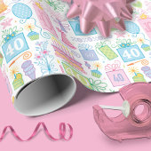 40e Verjaardag Floral Cake Balloons Pet Cadeaus Cadeaupapier