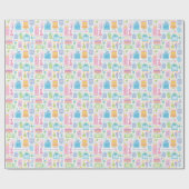 40e Verjaardag Floral Cake Balloons Pet Cadeaus Cadeaupapier (Vlak)