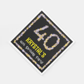 40e verjaardag: Floral Flowers Number, Custom Name Servet (Hoek)