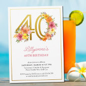 40e verjaardag  Floral Gold Number 40 Kaart