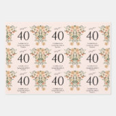40e  verjaardag Floral Inpakpapier Vel (Voorkant 3)