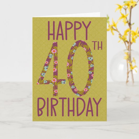 40e verjaardag Floral Kaart (Gele Bloem)