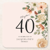 40e  verjaardag Floral Kartonnen Onderzetters (Voorkant)