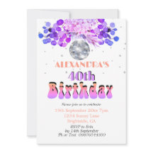 40e verjaardag Floral Paars Disco Ball