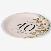 40e  verjaardag Floral Papieren Bordje (Gekanteld)