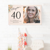 40e verjaardag Floral Pink Foto Spandoek (Insitu)