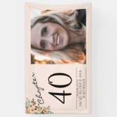 40e verjaardag Floral Pink Foto Spandoek (Verticaal)
