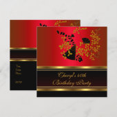 40e verjaardag Floral Red Black Gold patroon Kaart (Voorkant / Achterkant)