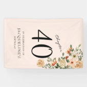 40e  verjaardag Floral Spandoek (Horizontaal)