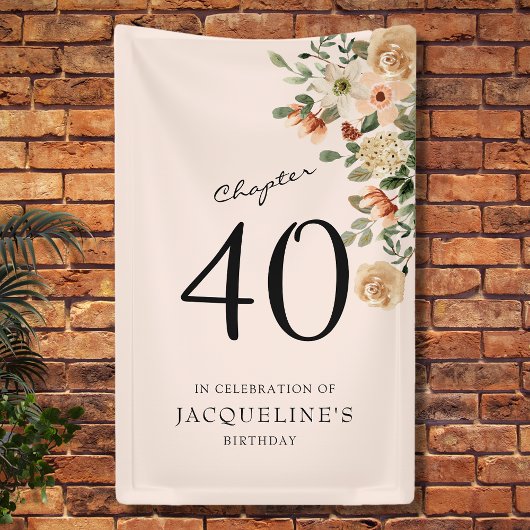 40e  verjaardag Floral Spandoek