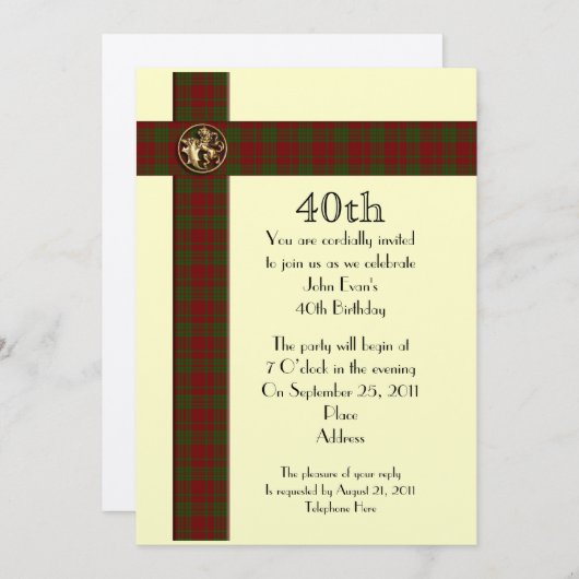 40e verjaardag formele uitnodiging tot het indiene (Voorkant / Achterkant)