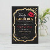 40e verjaardag - Forty Fabulous Gold Zwart Rood Kaart (Staand voorkant)