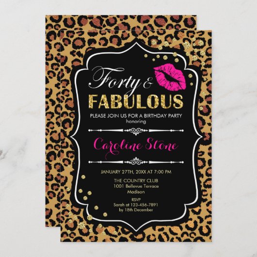 40e verjaardag - Forty Fabulous Leopard Print Kaart (Voorkant / Achterkant)