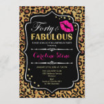 40e verjaardag - Forty Fabulous Leopard Print Kaart<br><div class="desc">40e verjaardag uitnodiging. Elegant zwart wit design met faux glitter goud. Beschikt over roze lippen kus,  luipaard print,  confetti en script lettertype. Perfect voor een elegant verjaardagsfeestje. Veertig Fabulous! Stuur me een bericht als je verder moet worden aangepast.</div>