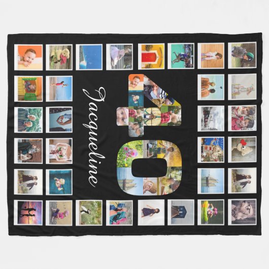 40e verjaardag Foto 40 Collage Huge Fleece Deken (Voorkant (Horizontaal))