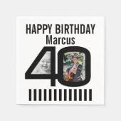 40e verjaardag foto Black Stripe 2 foto's feest Servet (Voorkant)