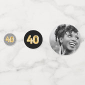 40e verjaardag Foto Black White Gold Party Confett Confetti (Voorkanten)