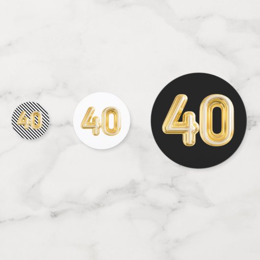 40e verjaardag Foto Black White Gold Party Confett Confetti (Achterkanten)
