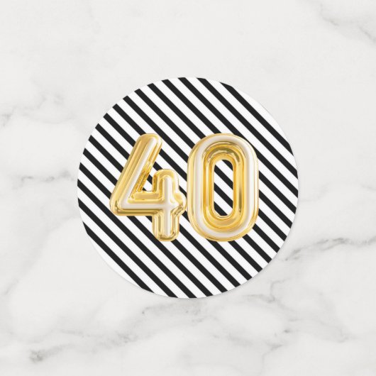 40e verjaardag Foto Black White Gold Party Confett Confetti (Kleine voorkant)