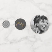 40e verjaardag Foto Black White Gold Party Confetti (Voorkanten)