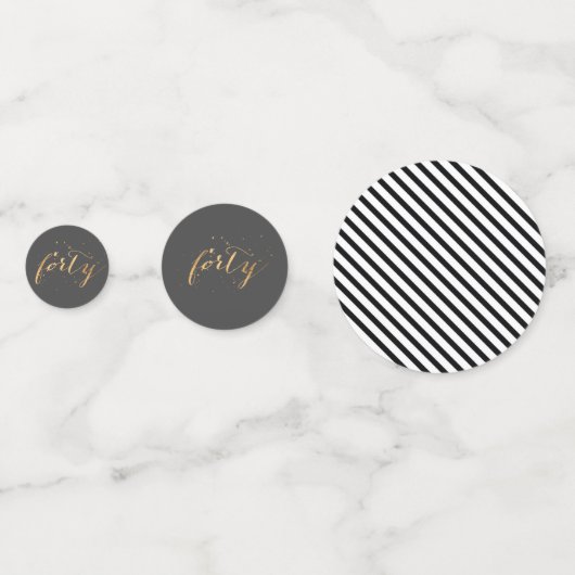 40e verjaardag Foto Black White Gold Party Confetti (Achterkanten)