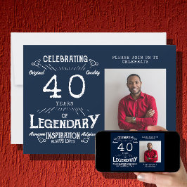 40e verjaardag Foto Blue  Kaart