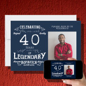 40e verjaardag Foto Blue  Kaart