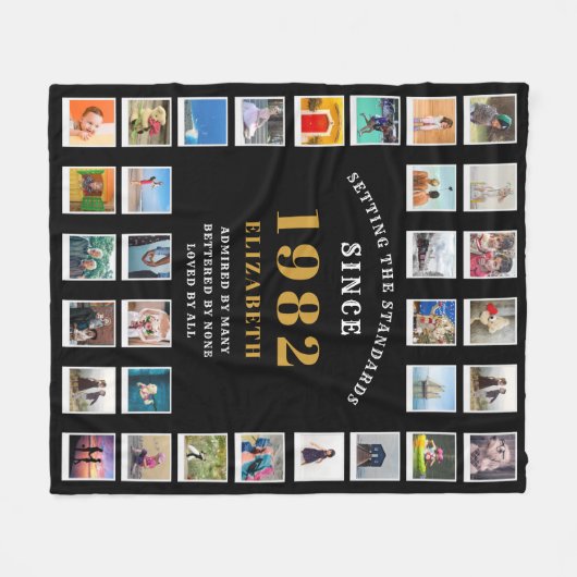 40e verjaardag Foto Collage 32 foto's Fleece Deken (Voorkant (Horizontaal))