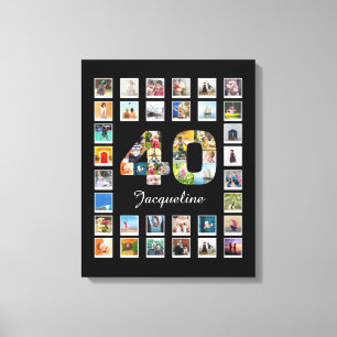 40e verjaardag Foto Collage 47 Foto's Canvas Afdruk