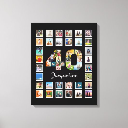 40e verjaardag Foto Collage 47 Foto's Canvas Afdruk (Voorkant)