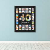 40e verjaardag Foto Collage 47 Foto's Canvas Afdruk (Insitu (Houten vloer))