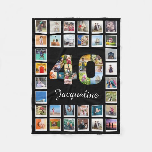 40e verjaardag Foto Collage 47 Foto's Fleece Deken (Voorkant)