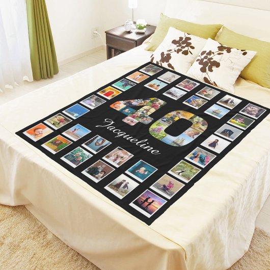 40e verjaardag Foto Collage 47 Foto's Fleece Deken