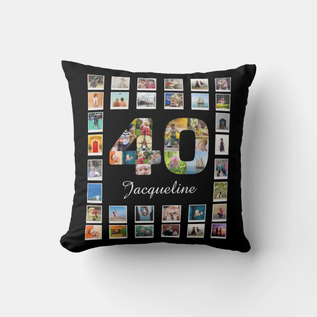 40e verjaardag Foto Collage 47 Foto's Kussen (Voorkant)