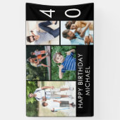 40e verjaardag Foto Collage 5 Afbeelding Zwart wit Spandoek (Verticaal)