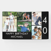 40e verjaardag Foto Collage 5 Afbeelding Zwart wit Spandoek (Horizontaal)