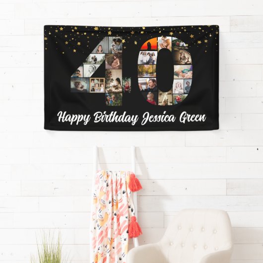 40e verjaardag Foto Collage gelukkig verjaardagsev Spandoek (Insitu)