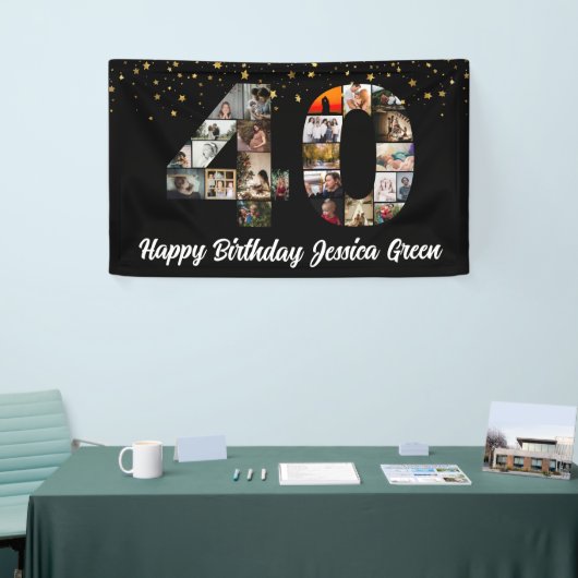 40e verjaardag Foto Collage gelukkig verjaardagsev Spandoek (Beurs)