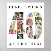 40e verjaardag Foto Collage nummer 40 Persoonlijk Poster (Voorkant)