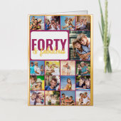 40e verjaardag Foto Collage Pink en Gold Folie Wenskaart (Voorkant)