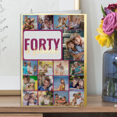 40e verjaardag Foto Collage Pink en Gold Folie Wenskaart