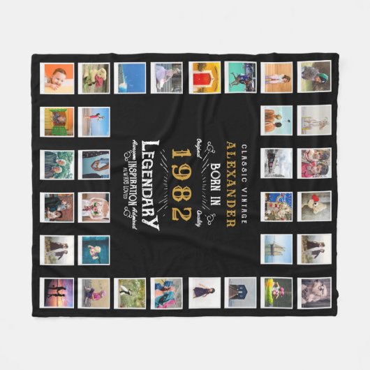 40e verjaardag Foto Collage vader Fleece Deken (Voorkant (Horizontaal))